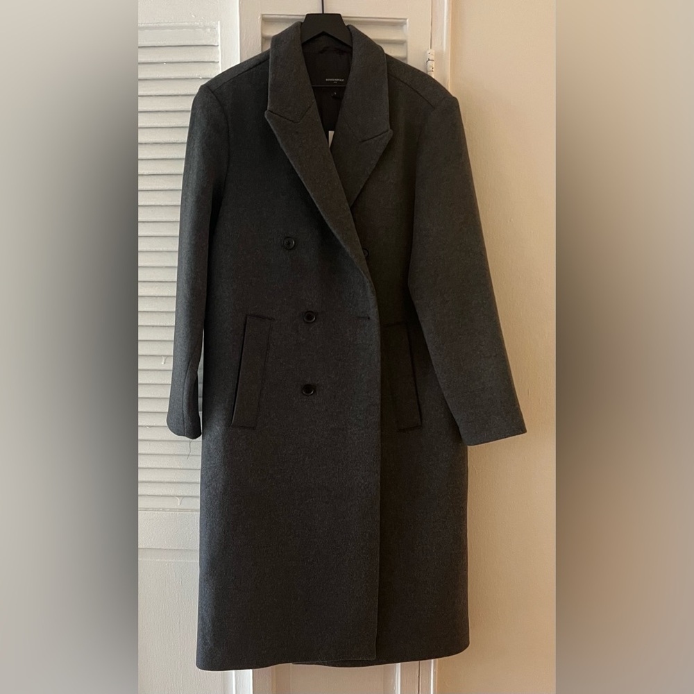 Men’s Banana Republic Double-Breasted Dark Gray Top Coat (L)